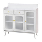 Enfilade de style Mid-Century avec portes en verre trempé, 119 cm L