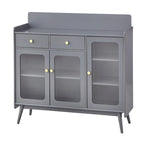 Enfilade de style Mid-Century avec portes en verre trempé, 119 cm L