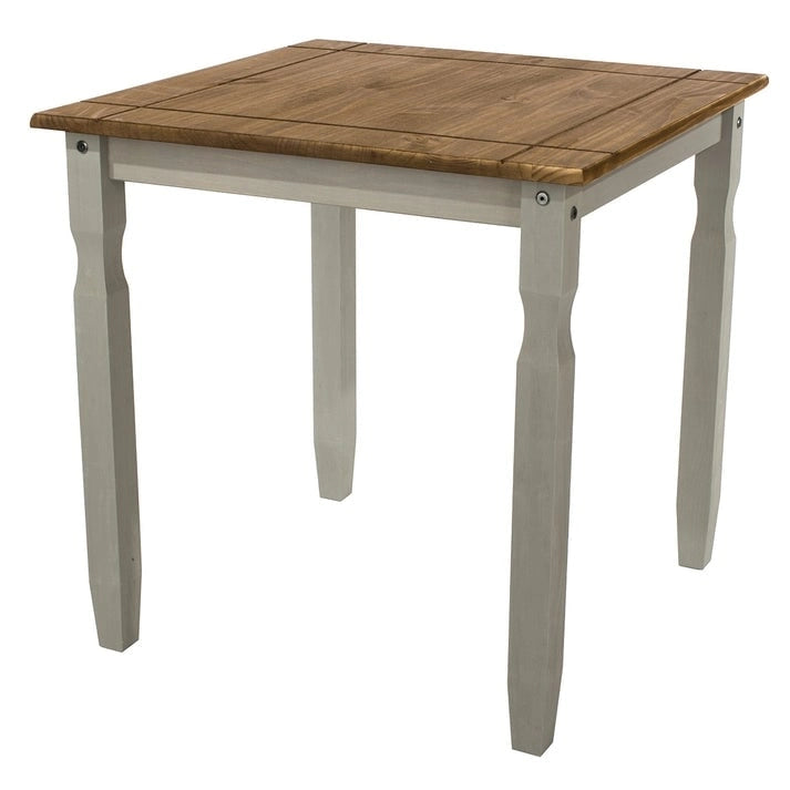 Table à manger en pin massif avec finition gris délavé