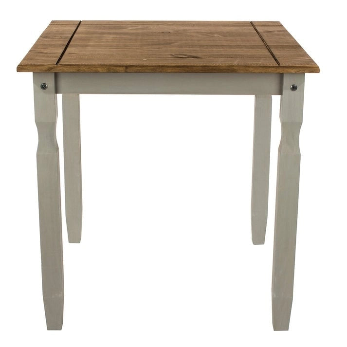 Table à manger en pin massif avec finition gris délavé