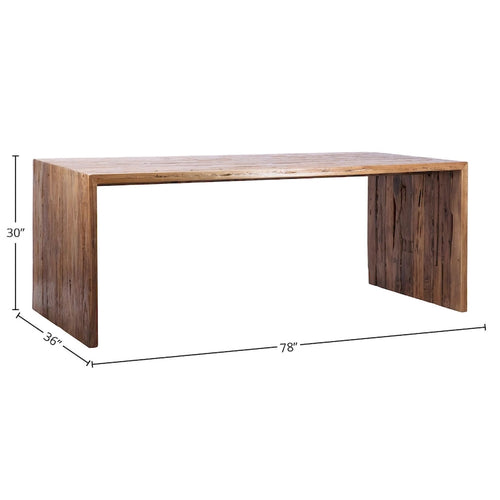 Table à manger rectangulaire en teck recyclé, modèle cascade, de 78 pouces
