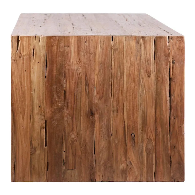 Table à manger rectangulaire en teck recyclé, modèle cascade, de 78 pouces