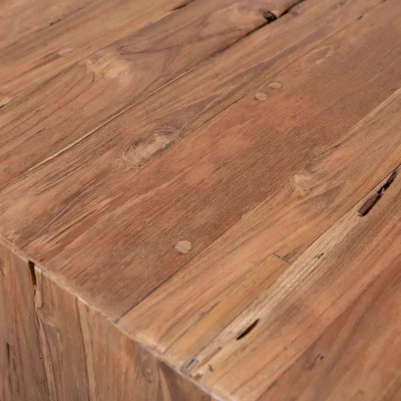 Table à manger rectangulaire en teck recyclé, modèle cascade, de 78 pouces