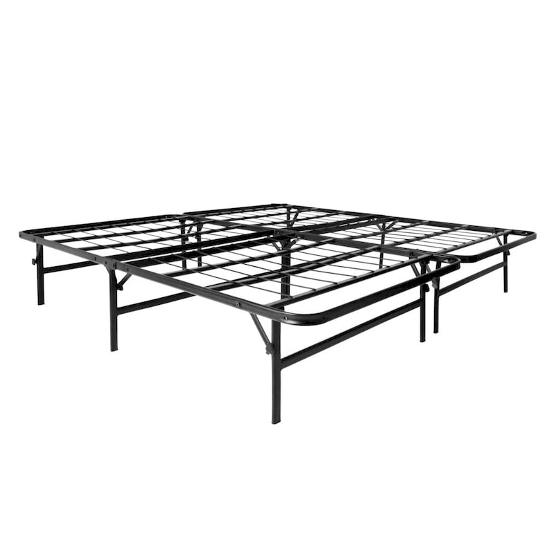 Cadre de lit plateforme pliable en acier format double avec sommier tapissier intégré