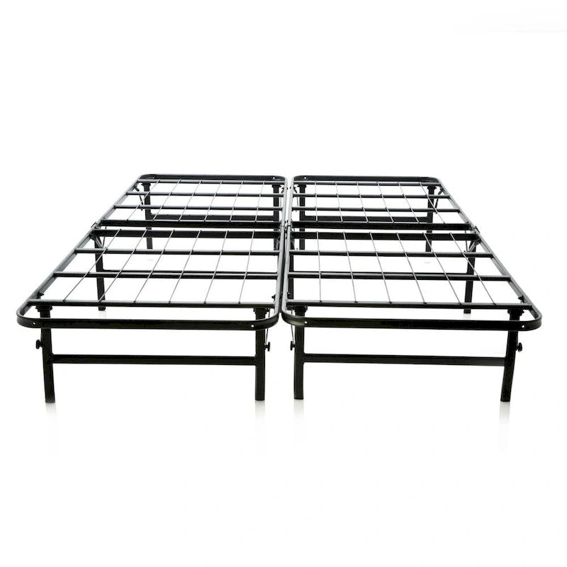 Cadre de lit plateforme pliable en acier format double avec sommier tapissier intégré