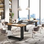 70,9 Table de bureau moderne, bureau de direction blanc avec cadre en métal doré