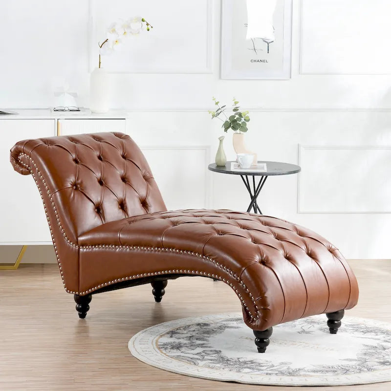 Chaise longue capitonnée sans accoudoirs - 62,8 x 27,17 x 32,87