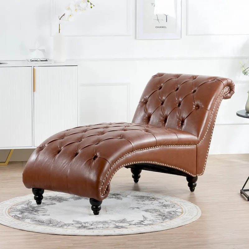Chaise longue capitonnée sans accoudoirs - 62,8 x 27,17 x 32,87