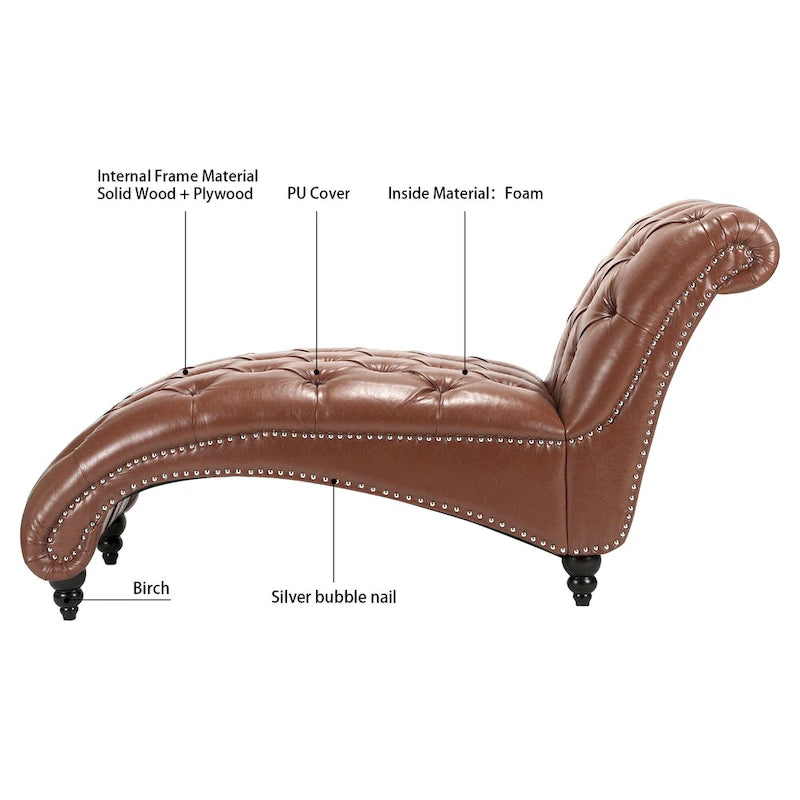 Chaise longue capitonnée sans accoudoirs - 62,8 x 27,17 x 32,87