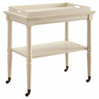HomeRoots Chariot de bar roulant en bois blanc vieilli 30 po L x 18 po P x 32 po H