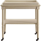 HomeRoots Chariot de bar roulant en bois blanc vieilli 30 po L x 18 po P x 32 po H