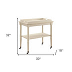 HomeRoots Chariot de bar roulant en bois blanc vieilli 30 po L x 18 po P x 32 po H