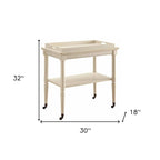 HomeRoots Chariot de bar roulant en bois blanc vieilli 30 po L x 18 po P x 32 po H