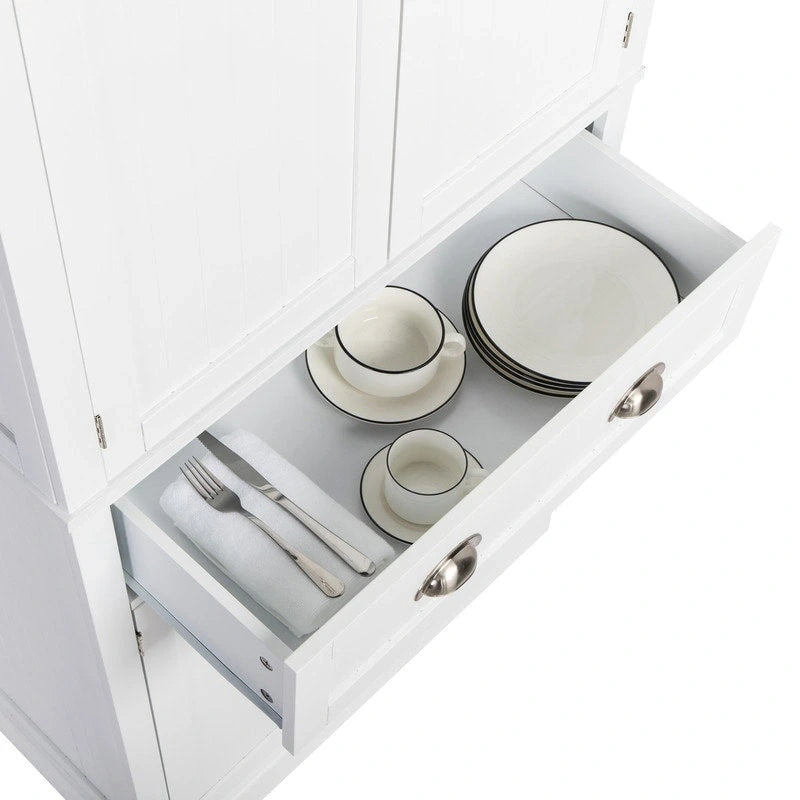 Desserte roulante en bois blanc aspect vieilli, 30 po larg. x 18 po prof. x 32 po haut.