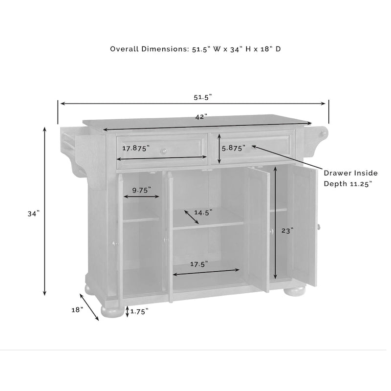 Dessert de cuisine complet avec plateau en granit, 52"L x 18"P x 34"H