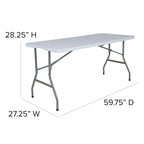 Table pliante en plastique de 1,51 m avec poignée – Table d'événement