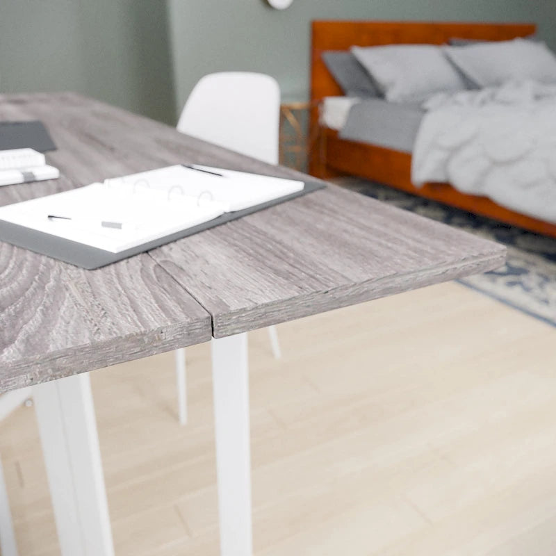 Table à manger grise à abattants — Se transforme en console, pour 4 à 6 personnes