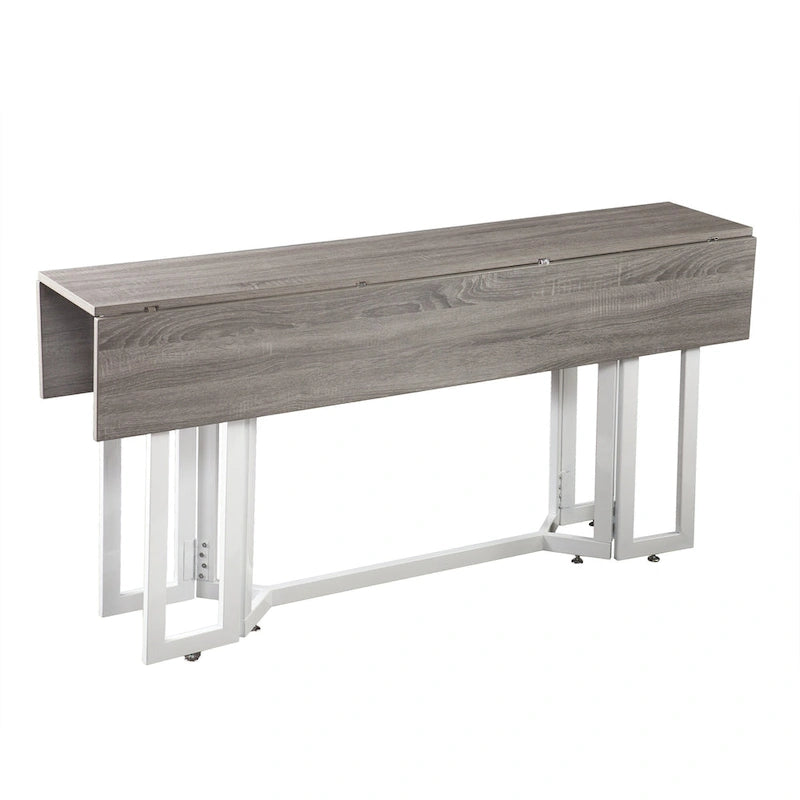 Table à manger grise à abattants — Se transforme en console, pour 4 à 6 personnes