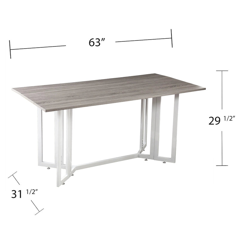Table à manger grise à abattants — Se transforme en console, pour 4 à 6 personnes