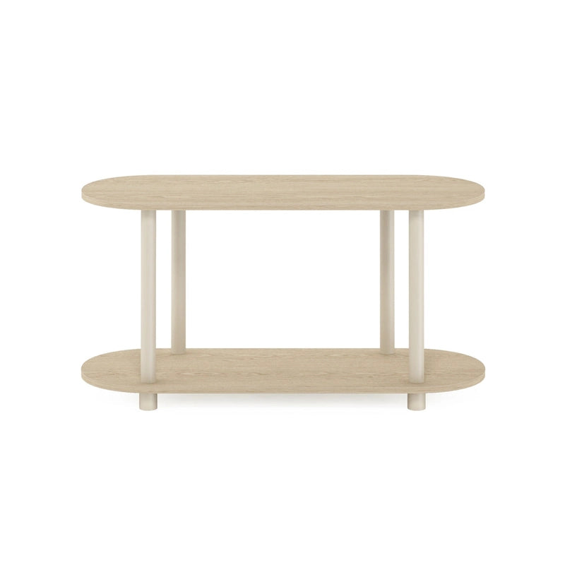 Table d'appoint ovale moderne avec étagère inférieure, montage sans outils