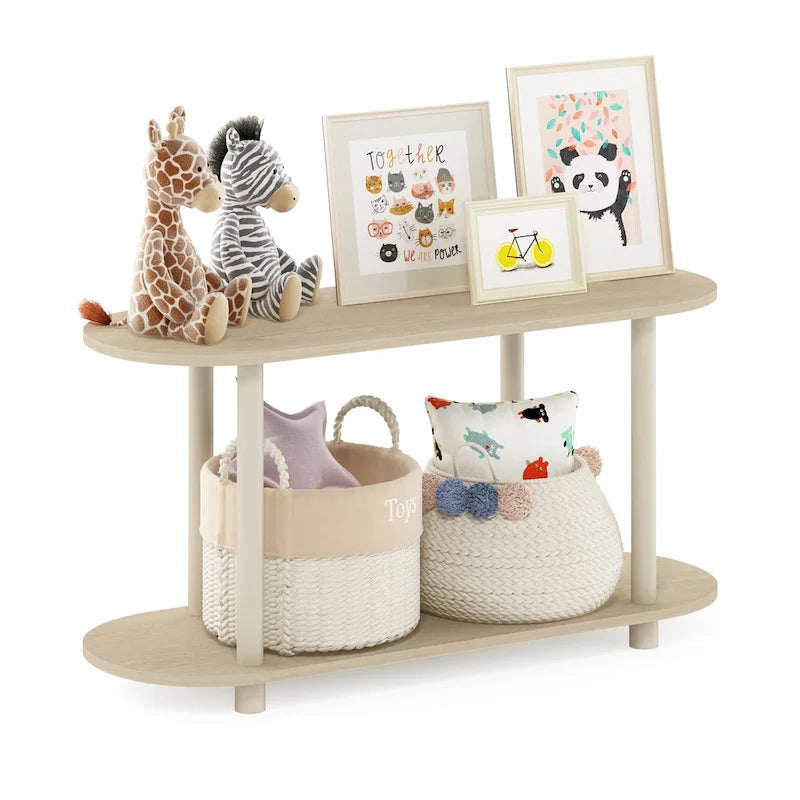 Table d'appoint ovale moderne avec étagère inférieure, montage sans outils