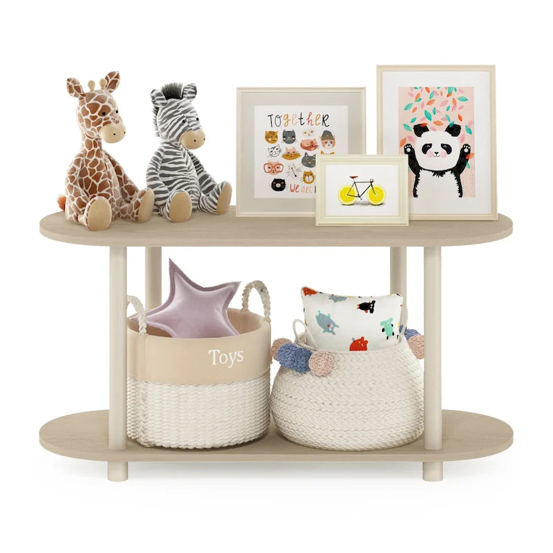 Table d'appoint ovale moderne avec étagère inférieure, montage sans outils