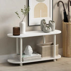 Table d'appoint ovale moderne avec étagère inférieure, montage sans outils