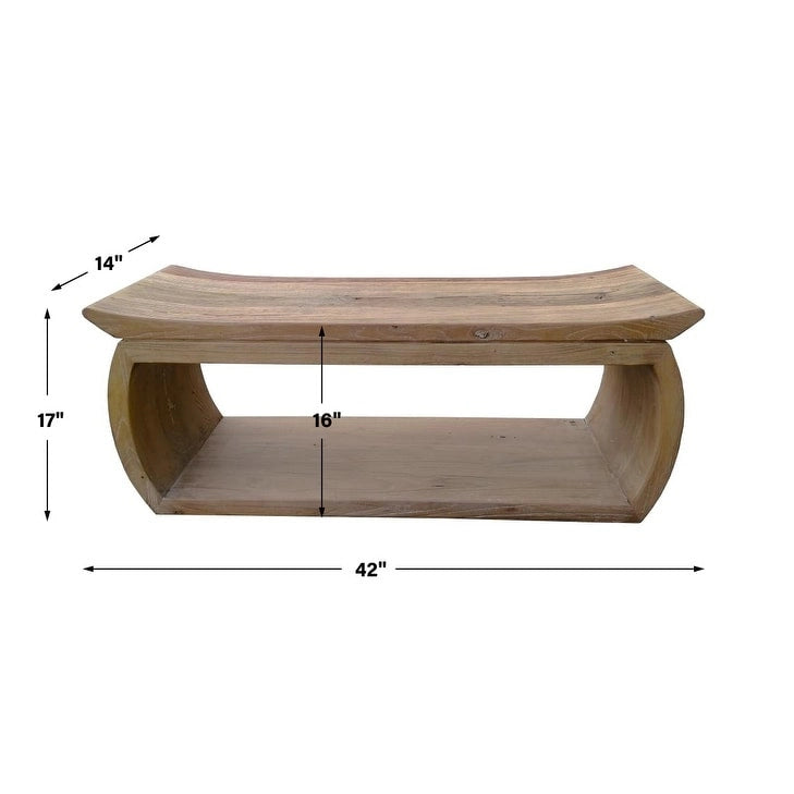 Banc d'appoint en orme recyclé avec assise creusée, 106,7 cm (L) x 43,2 cm (H) x 35,6 cm (P)
