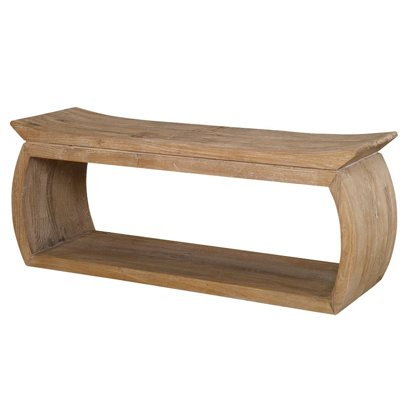 Banc d'appoint en orme recyclé avec assise creusée, 106,7 cm (L) x 43,2 cm (H) x 35,6 cm (P)