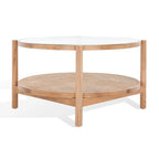 Table basse SAFAVIEH Couture Falak à 2 niveaux en rotin et verre – 35 po larg. x 35 po prof. x 18 po haut. – 35 larg. x 35 prof. x 18 haut.