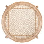 Table basse SAFAVIEH Couture Falak à 2 niveaux en rotin et verre – 35 po larg. x 35 po prof. x 18 po haut. – 35 larg. x 35 prof. x 18 haut.