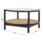 Table basse SAFAVIEH Couture Falak à 2 niveaux en rotin et verre – 35 po larg. x 35 po prof. x 18 po haut. – 35 larg. x 35 prof. x 18 haut.