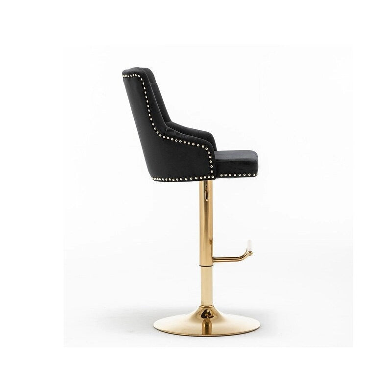 Tabourets de bar pivotants réglables Best Master Furniture avec piètement doré (Lot de 2)