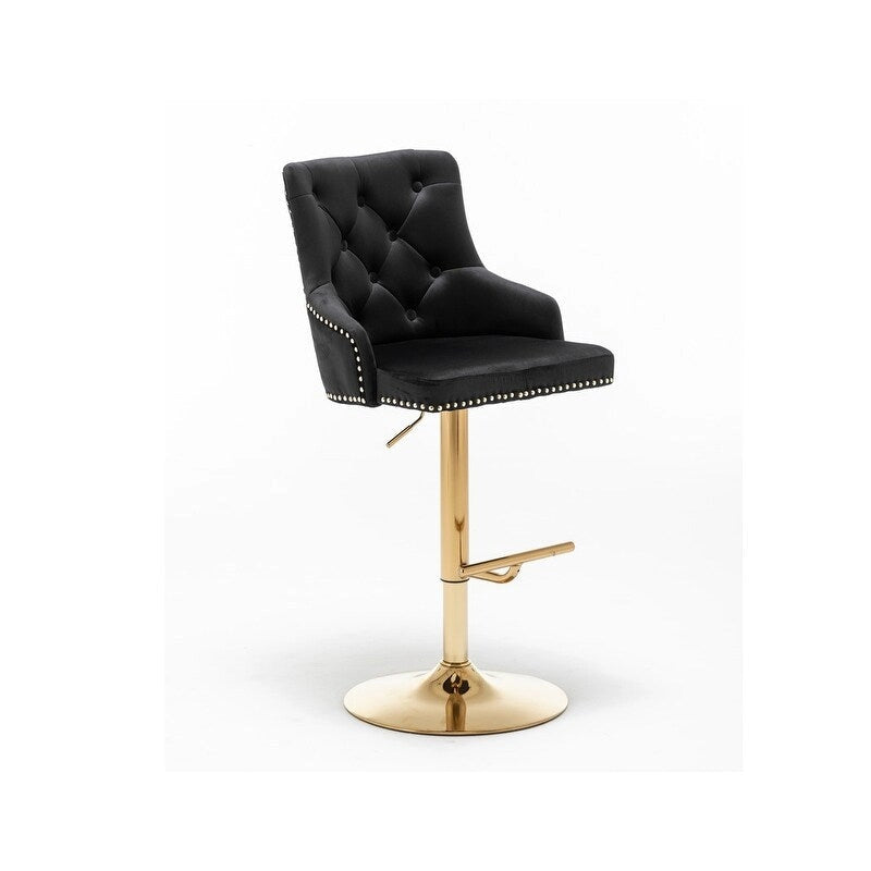 Tabourets de bar pivotants réglables Best Master Furniture avec piètement doré (Lot de 2)