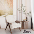 Fauteuil d'appoint pour salon, fauteuil en tissu de style Mid-Century avec pieds en chêne, fauteuil d'appoint confortable rembourré pour balcon