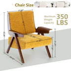 Fauteuil d'appoint pour salon, fauteuil en tissu de style Mid-Century avec pieds en chêne, fauteuil d'appoint confortable rembourré pour balcon