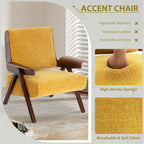 Fauteuil d'appoint pour salon, fauteuil en tissu de style Mid-Century avec pieds en chêne, fauteuil d'appoint confortable rembourré pour balcon