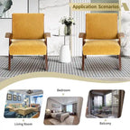 Fauteuil d'appoint pour salon, fauteuil en tissu de style Mid-Century avec pieds en chêne, fauteuil d'appoint confortable rembourré pour balcon