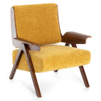 Fauteuil d'appoint pour salon, fauteuil en tissu de style Mid-Century avec pieds en chêne, fauteuil d'appoint confortable rembourré pour balcon