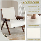 Fauteuil d'appoint pour salon, fauteuil en tissu de style Mid-Century avec pieds en chêne, fauteuil d'appoint confortable rembourré pour balcon