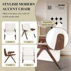 Fauteuil d'appoint pour salon, fauteuil en tissu de style Mid-Century avec pieds en chêne, fauteuil d'appoint confortable rembourré pour balcon