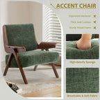 Fauteuil d'appoint pour salon, fauteuil en tissu de style Mid-Century avec pieds en chêne, fauteuil d'appoint confortable rembourré pour balcon
