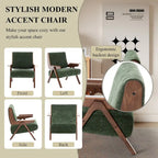 Fauteuil d'appoint pour salon, fauteuil en tissu de style Mid-Century avec pieds en chêne, fauteuil d'appoint confortable rembourré pour balcon