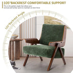 Fauteuil d'appoint pour salon, fauteuil en tissu de style Mid-Century avec pieds en chêne, fauteuil d'appoint confortable rembourré pour balcon