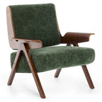 Fauteuil d'appoint pour salon, fauteuil en tissu de style Mid-Century avec pieds en chêne, fauteuil d'appoint confortable rembourré pour balcon