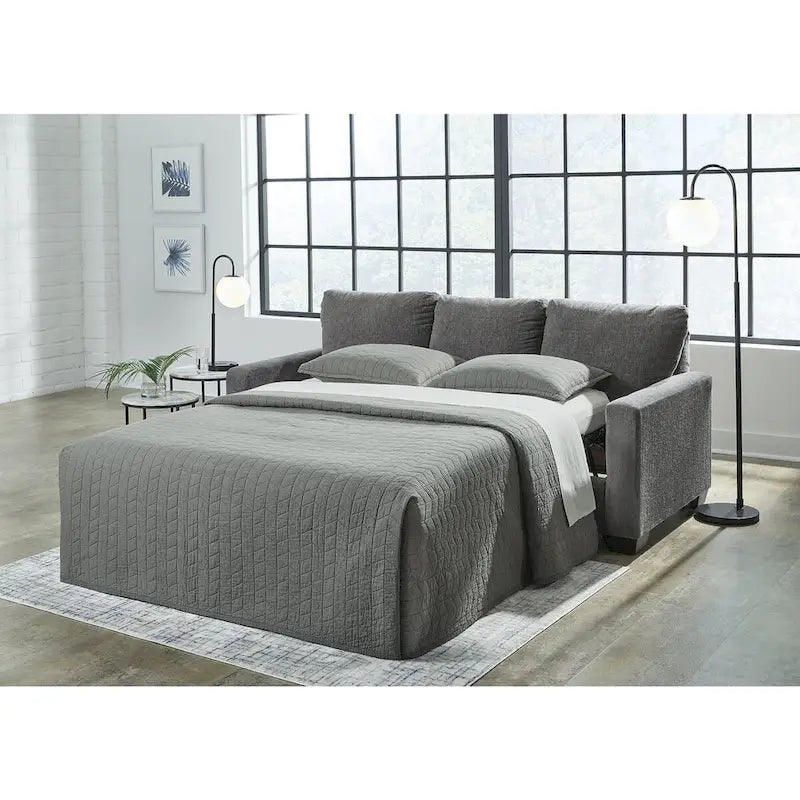 Canapé-lit Queen en étain avec matelas en mousse à mémoire de forme, 85"L x 40"P x 39"H