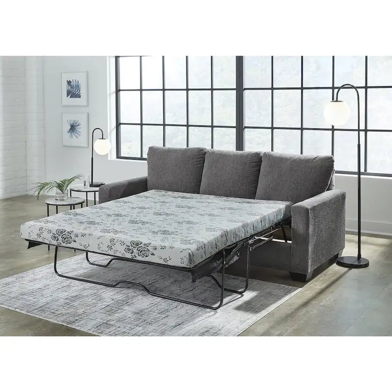 Canapé-lit Queen en étain avec matelas en mousse à mémoire de forme, 85"L x 40"P x 39"H