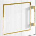 Meuble TV console contemporain blanc avec accents dorés
