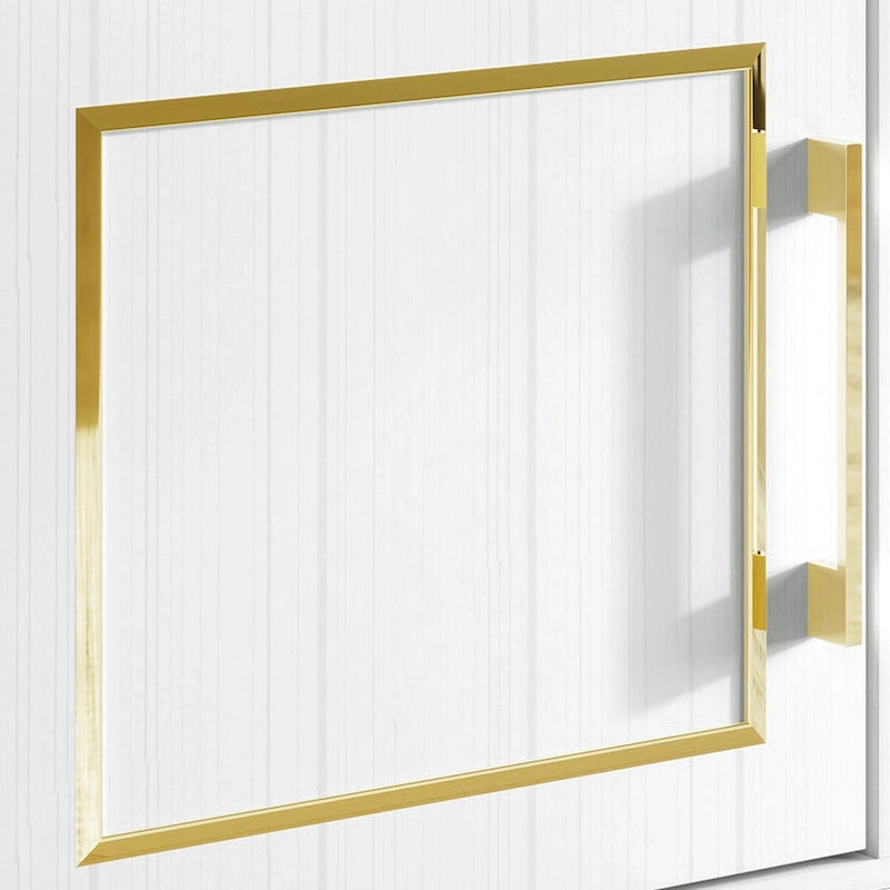 Meuble TV console contemporain blanc avec accents dorés