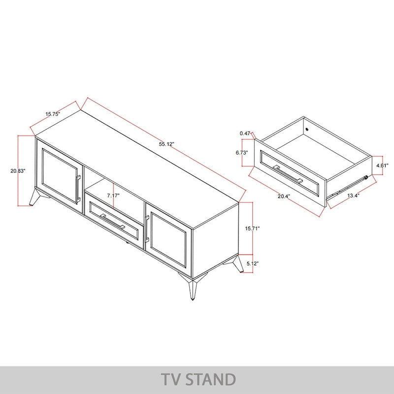 Meuble TV console contemporain blanc avec accents dorés